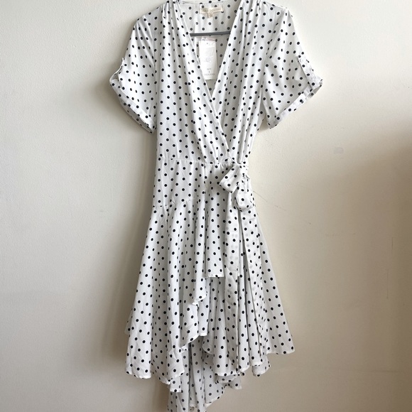 Hot & Delicious White Polka Dot Wrap Dress - Picture 1 of 9